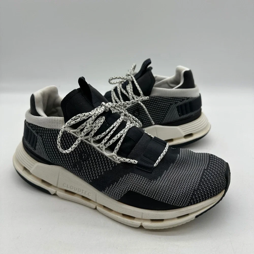On Running 26.99677 Womens Size 9.5 Black White Cloudnova Sneaker Athletic Shoes